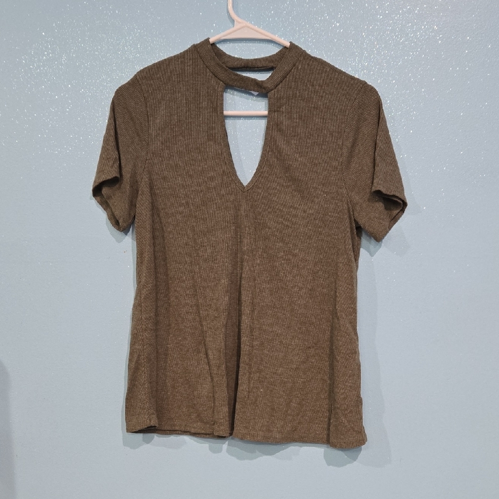 Brown Keyhole Women's Top
